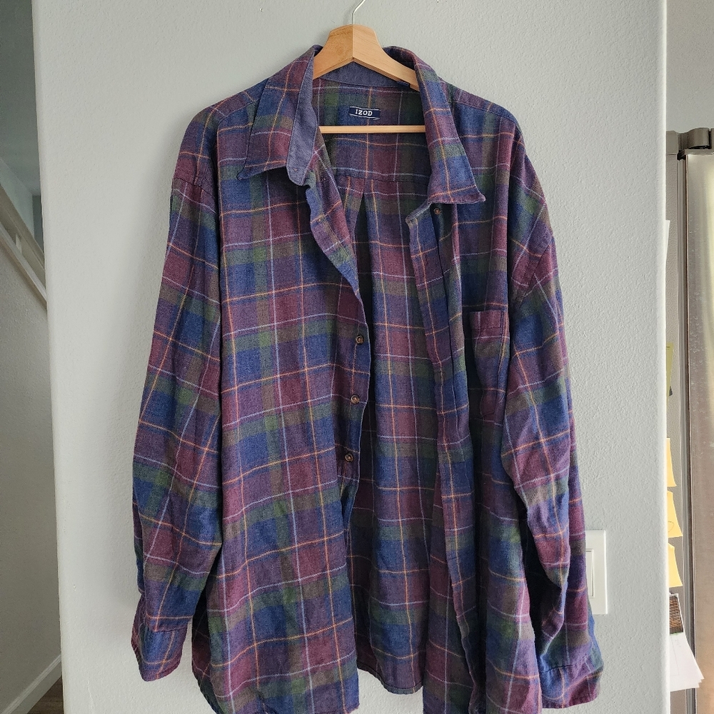 Izod Blue and Green Plaid Shirt